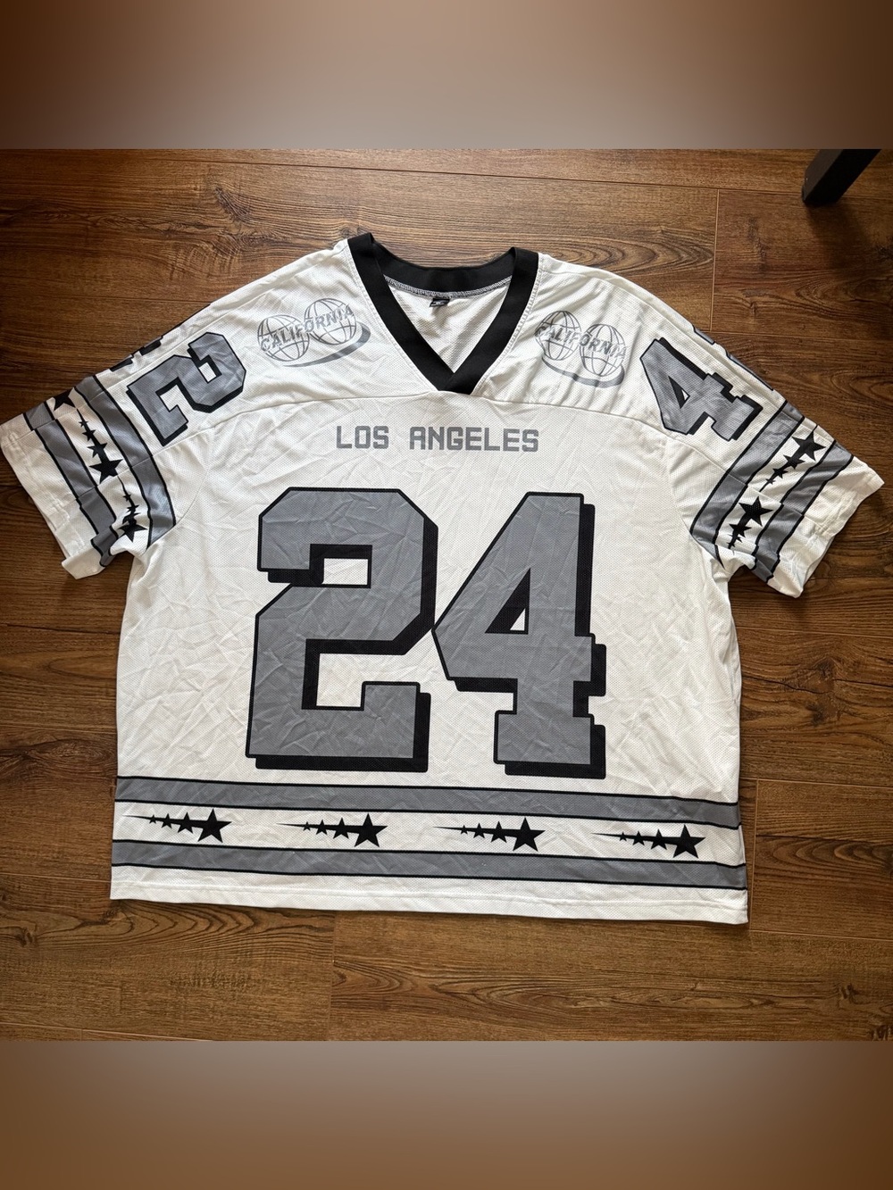Manfinity Los Angeles 24 Football Jersey Mens 6XL White Black Stars Y2K Oversize